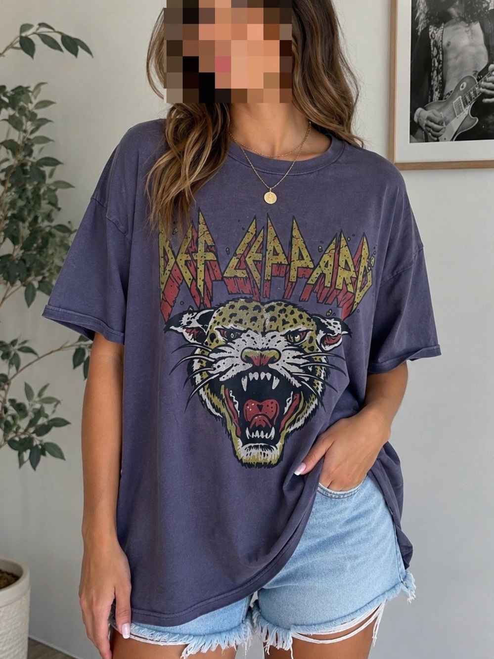 Washed Charcoal Leopard Graphic Short Sleeve Tee - Women’s Casual Crewneck